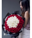 Unity - 99 red and white rose bouquet by 24Hrs City Florist
