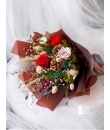 Christmas Bouquet Preserved -  Bright Red Preserved Roses,Dried Pine Cones,Green Fillers - Singapore Preserved Flowers