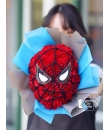 spiderman bouquet - fresh flowers arranged in the shape of spiderman's face - quirky bouquet