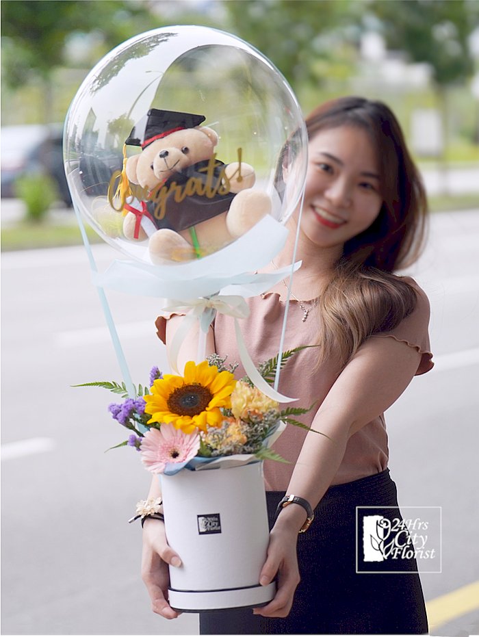 I Can Fly - Flower Box Balloon,Graduation Bear - Graduation Flowers Singapore