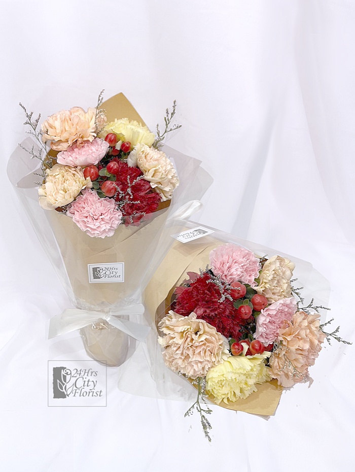 Carnation Affair - Carnation Bouquet in Kraft Paper Wrapping