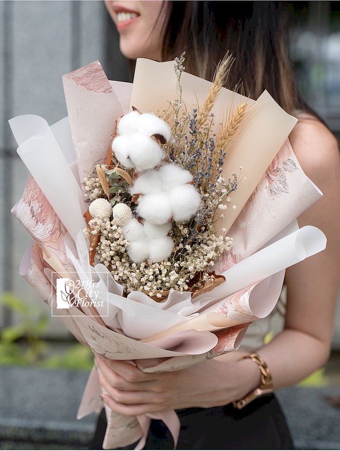 Cotton Cool - Preserved Cotton Bouquet - 24Hrs City Florist