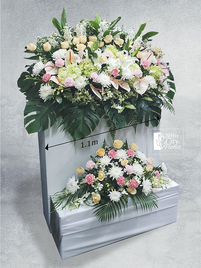 Grand Condolence -  Oriental lilies, hydrangeas, gladiolas, anthuriums, roses, orchids, chrysanthemum -  Flower of Condolence 