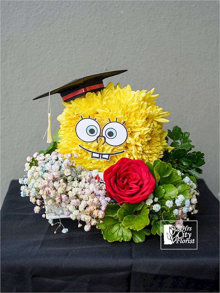 SpongeBob Graduation -  SpongeBob Designed Bouquet,Baby's Breath -  Graduation Flower