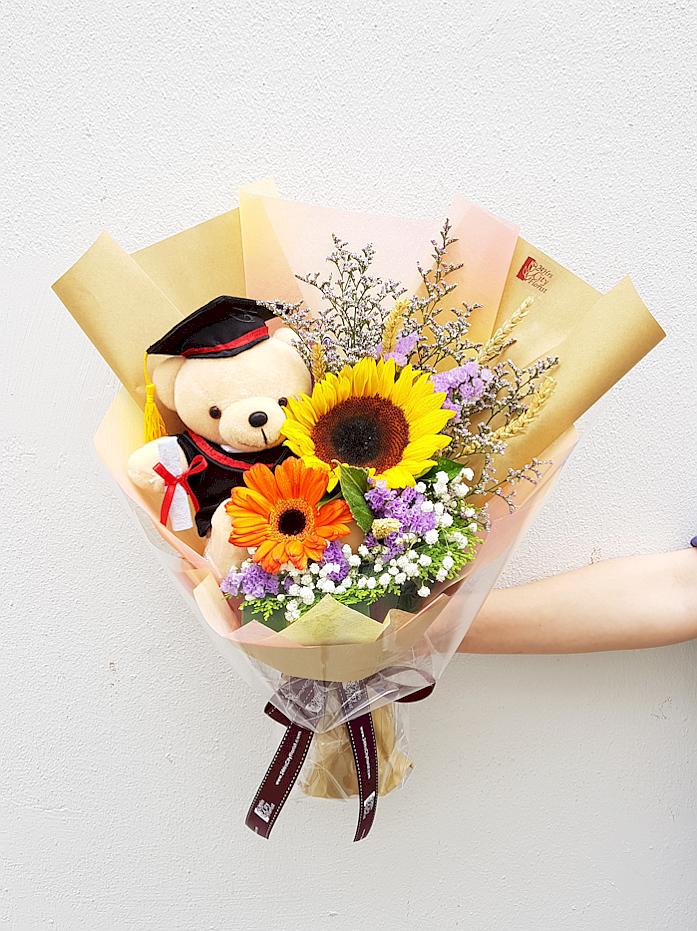 New Chapter - Fresh Flowers,Graduation Bear - Graduation Flower Bouquet Singapore