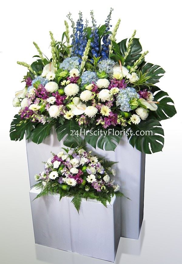 Reverence -  Hydrangea, tuberose, anthurium, eustoma, carnation, gerbera, chrysanthemoms, mokara, dendrobium orchids -  Funeral Flowers Singapore 