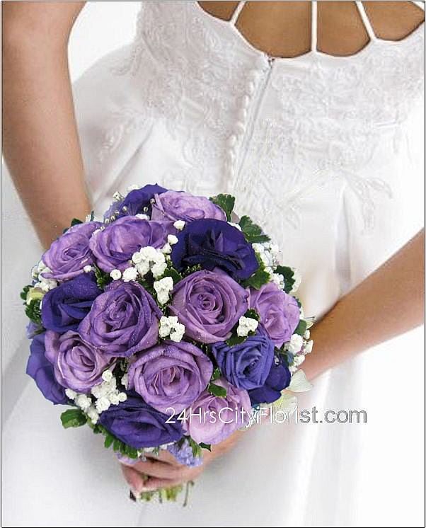 purple rose bridal bouquet